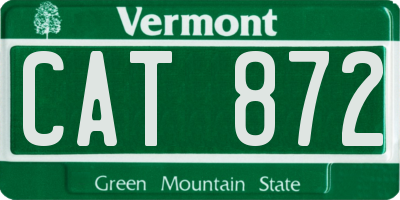 VT license plate CAT872