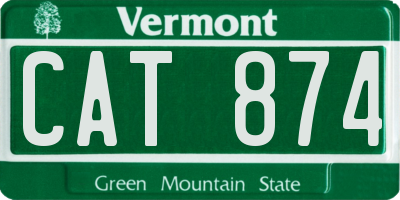 VT license plate CAT874