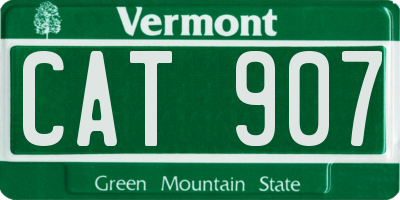 VT license plate CAT907