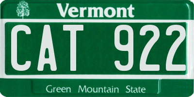 VT license plate CAT922
