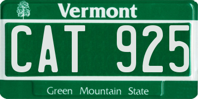 VT license plate CAT925