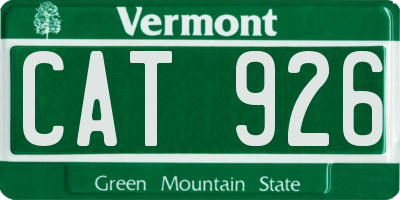 VT license plate CAT926