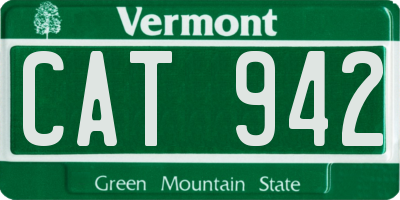 VT license plate CAT942