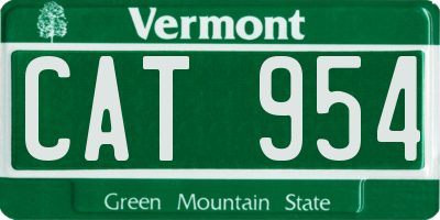 VT license plate CAT954