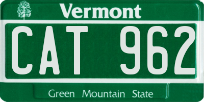 VT license plate CAT962