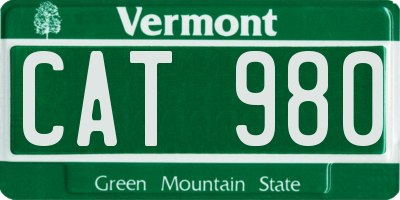 VT license plate CAT980