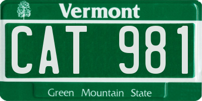 VT license plate CAT981
