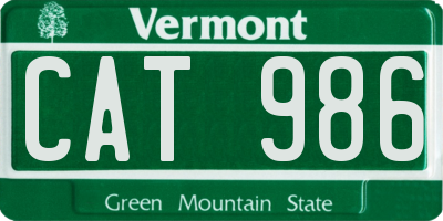 VT license plate CAT986