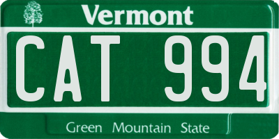 VT license plate CAT994