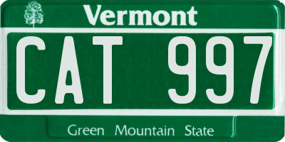 VT license plate CAT997