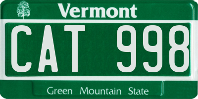 VT license plate CAT998