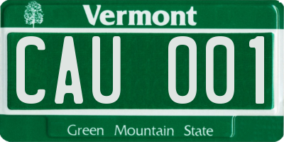 VT license plate CAU001