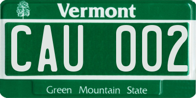 VT license plate CAU002