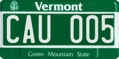VT license plate CAU005