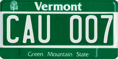 VT license plate CAU007