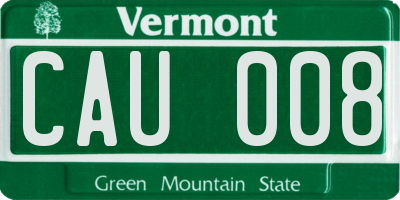 VT license plate CAU008