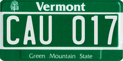 VT license plate CAU017