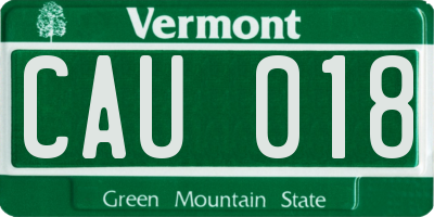 VT license plate CAU018