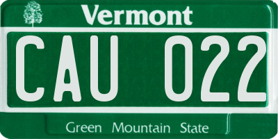 VT license plate CAU022