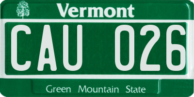 VT license plate CAU026