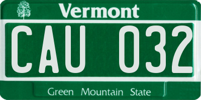 VT license plate CAU032