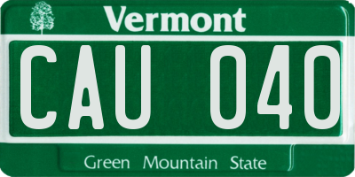 VT license plate CAU040