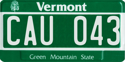 VT license plate CAU043