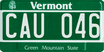 VT license plate CAU046