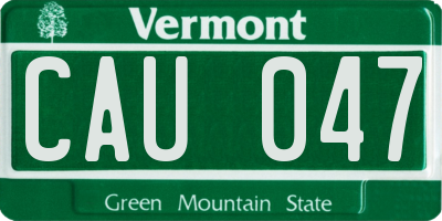 VT license plate CAU047