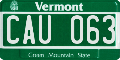 VT license plate CAU063