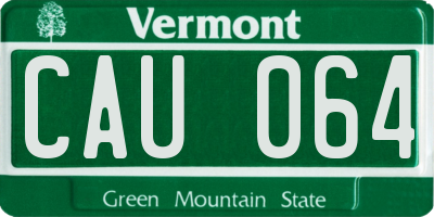 VT license plate CAU064