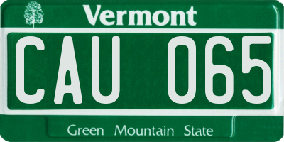 VT license plate CAU065