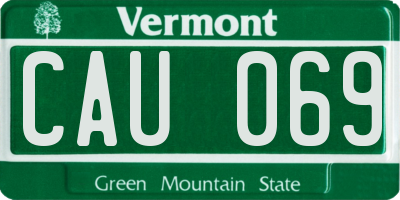 VT license plate CAU069