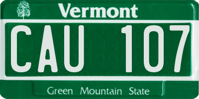 VT license plate CAU107
