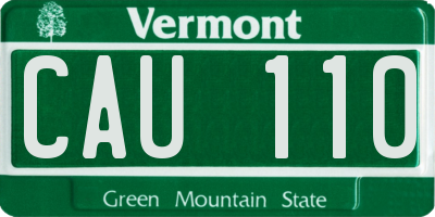 VT license plate CAU110