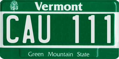 VT license plate CAU111