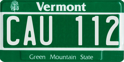 VT license plate CAU112