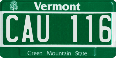 VT license plate CAU116