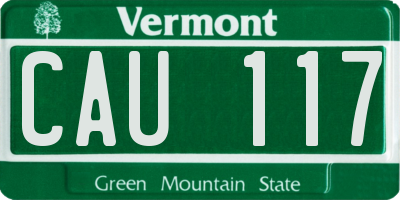 VT license plate CAU117