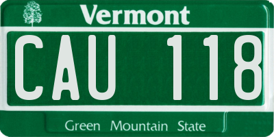 VT license plate CAU118