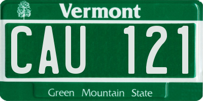 VT license plate CAU121