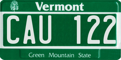 VT license plate CAU122