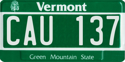 VT license plate CAU137