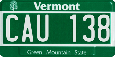 VT license plate CAU138