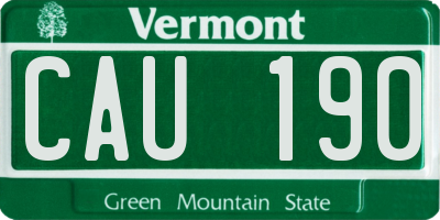 VT license plate CAU190