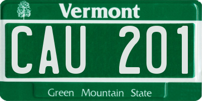 VT license plate CAU201