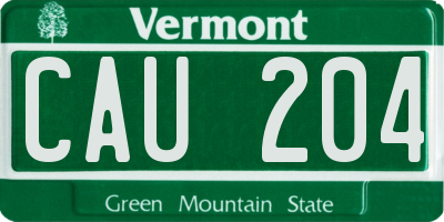 VT license plate CAU204