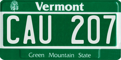 VT license plate CAU207