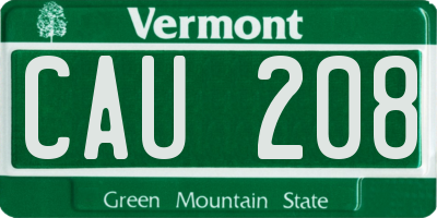 VT license plate CAU208