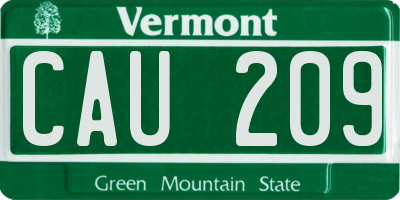 VT license plate CAU209